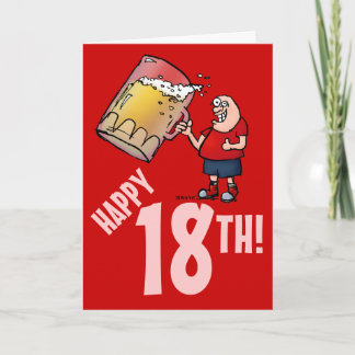 Funny 18th Birthday Card with Cartoon of Huge Beer