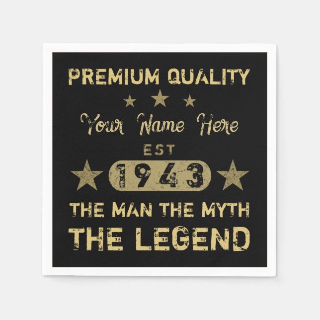 Funny 1943 Birthday Man Myth Legend Napkin (Front)