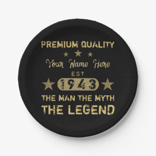 Funny 1943 Birthday Man Myth Legend Paper Plate