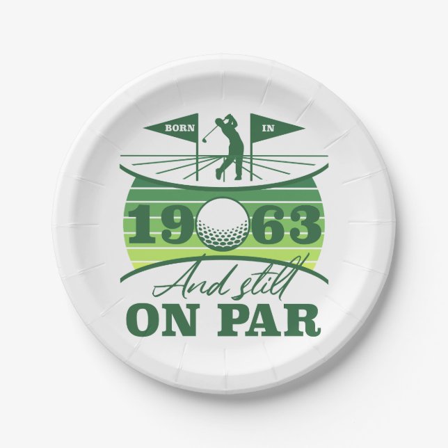 Funny 1963 Golfer 60th Birthday Paper Plate (Front)