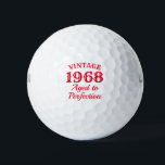 Funny 1968 Aged to perfection 50th Birthday Golf Balls<br><div class="desc">Funny 1968 Aged to perfection 50th Birthday golf ball gift set. Retro style typography template with year of birth. Personalized golf balls with funny quote. Add your own humourous quote, saying or custom name. Cute golfing gift ideas for him and her. Fun golfer presents for fiftieth Birthday party, Fathers day,...</div>