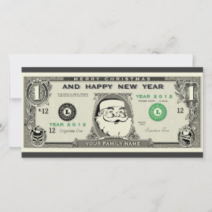 Funny 1$ Santa, New Year & Christmas Photo Card