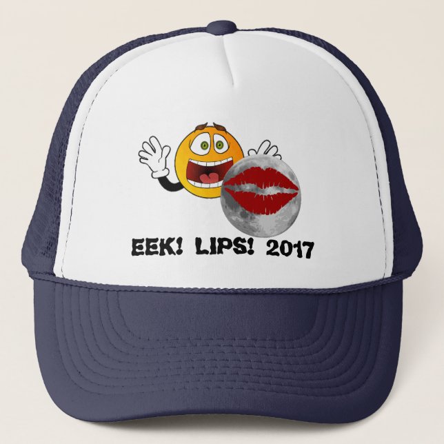 Funny 2017 Eclipse Hat: Eek! Lips! 2017 Trucker Hat (Front)