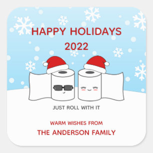 Funny 2020 Just Roll With It Toilet Paper Square Sticker