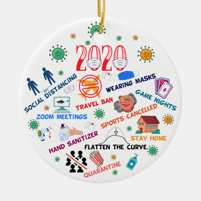 funny 2020 pandemic christmas ceramic ornament (Front)