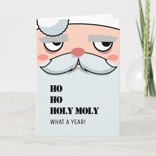funny 2020 quarantine grumpy Santa Christmas Holiday Card (Front)