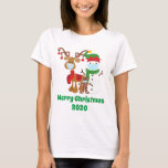 Funny 2020 Reindeer Snowman Face masks Christmas T-Shirt<br><div class="desc">This design was created though digital art. You may change the style of this shirt by choosing More > under the style option. It may be personalized by clicking the customize button and changing the colour, adding a name, initials or your favourite words. Contact me at colorflowcreations@gmail.com if you with...</div>