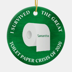 Funny 2020 Toilet Paper Covid Christmas Green Ceramic Ornament
