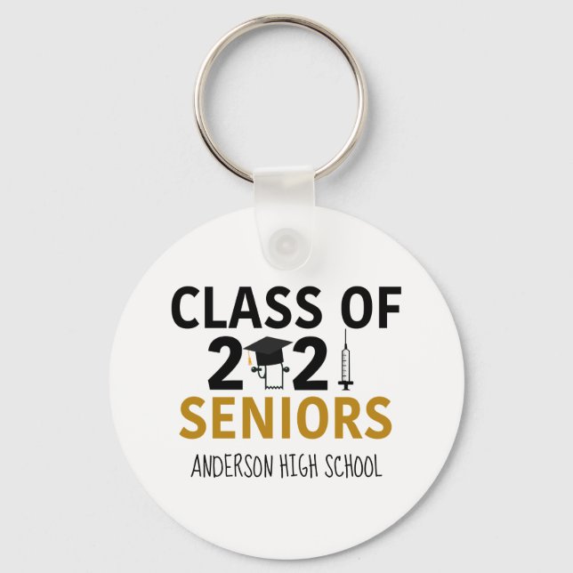 Funny 2021 Graduation Pandemic Humour Senior Keychain (Front)