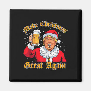 Funny 2024 Christmas Trump Drink Beer Trump Santa  Magnet