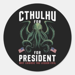 Funny 2024 Elections Cthulhu for President  Classic Round Sticker