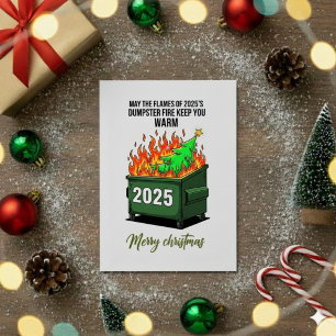 Funny 2025 Dumpster Fire Christmas Greeting Card