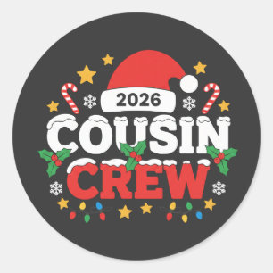 Funny 2026 Cousin Crew Kids Family Gathering Classic Round Sticker
