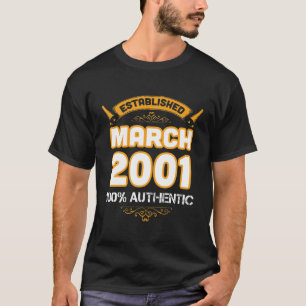 Funny 20th Birthday Gift Established March 2000 Sh T-Shirt