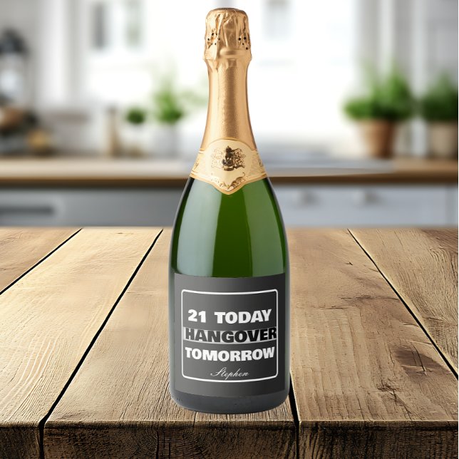 Funny 21th birthday drinking sparkling wine label (Creator Uploaded)