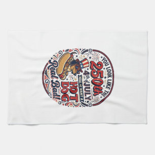 Funny 250th 4th of July Hot Dog Dachshund Kitchen Towel