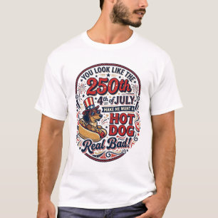 Funny 250th 4th of July Hot Dog Dachshund T-Shirt