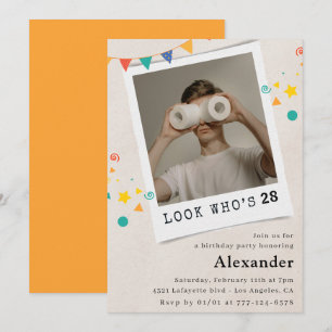 Funny 28th birthday invitations Men Fun Photo