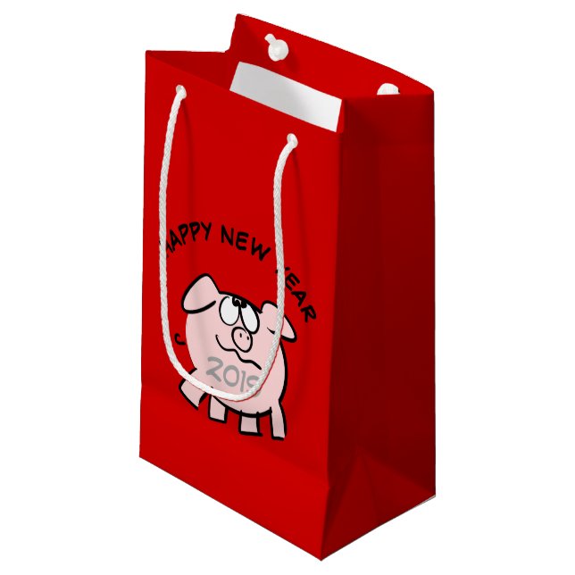 Funny 2 Cartoon Cochon Année 2019 Petit sac cadeau (Devant Angle)