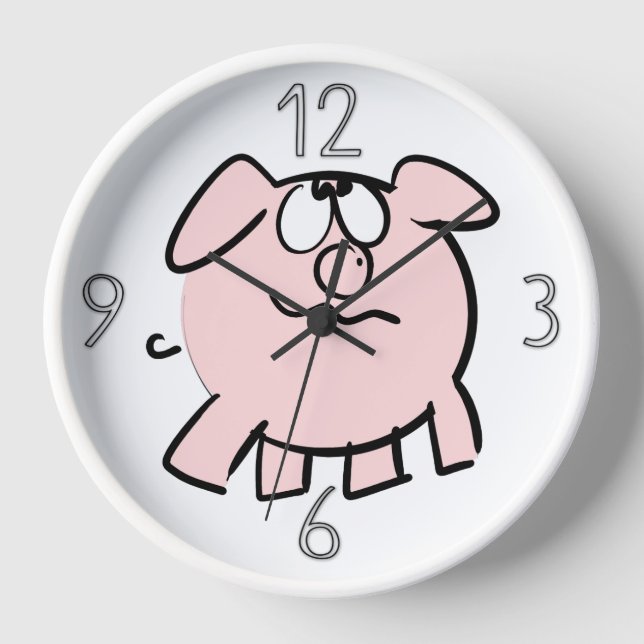 Funny 2 Cartoon Illustration Pig Year Birthday WC2 Clock (Front)