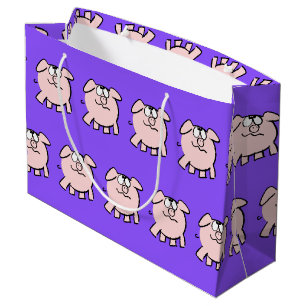 Funny 2 Cartoon Pig  Baby Choose Colour L Gift Large Gift Bag