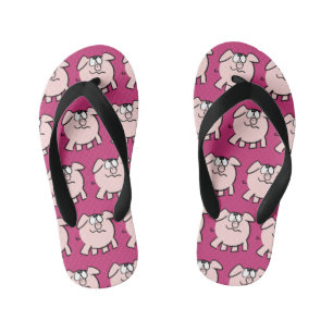 Funny 2 Cartoon Pig Choose Colour Kids Flip Flop