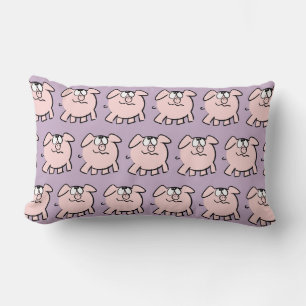 Funny 2 Cartoon Pig Choose Colour Lumbar Pillow