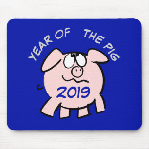 Funny 2 Cartoon Pig  Year 2019 Choose Colour Mouse Mouse Pad