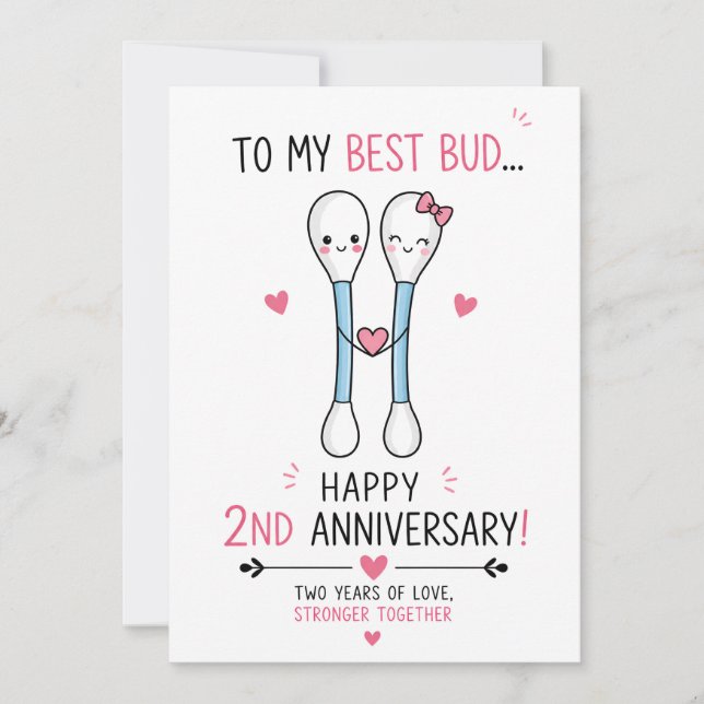 Funny 2nd Anniversary | Cotton Anniversary Card (Front)