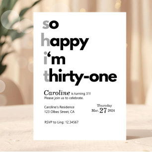 Funny 31st Birthday Funny Humuor Hilarious Invitation