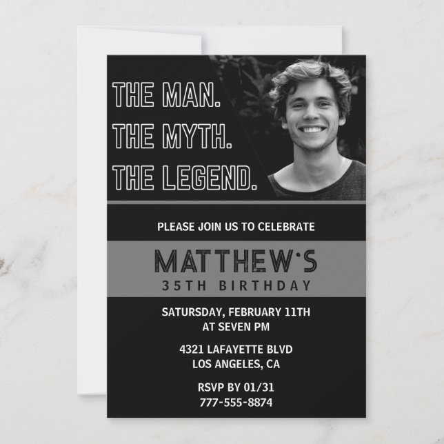 Funny 35th Birthday Invitations The Man The Legend (Front)