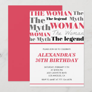  Funny 36th birthday invitations her Myth Legend