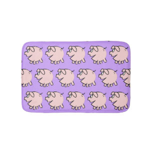 Funny 3 Cartoon Illustration Pig Choose Colour Bat Bath Mat