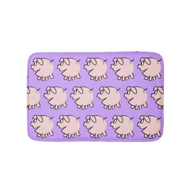 Funny 3 Cartoon Illustration Pig Choose Colour Bat Bath Mat (Front)