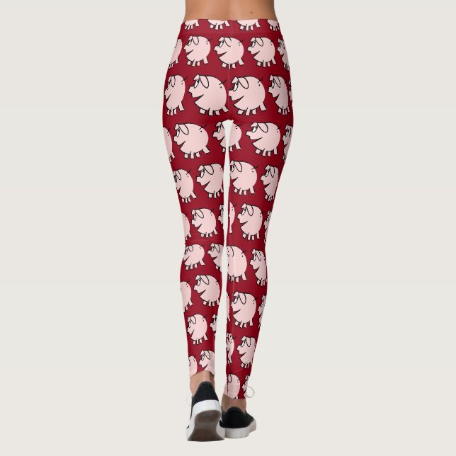 Funny 3 Cartoon Illustration Pig Choose Colour L Leggings (Back)