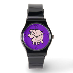 Funny 3 Cartoon Illustration Pig Year Birthday W Watch