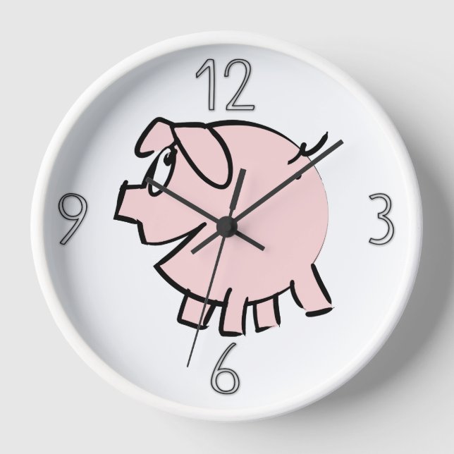 Funny 3 Cartoon Illustration Pig Year Birthday WC3 Clock (Front)