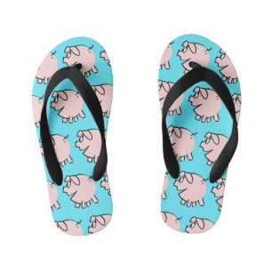 Funny 3 Cartoon Pig Choose Colour Kids Flip Flop