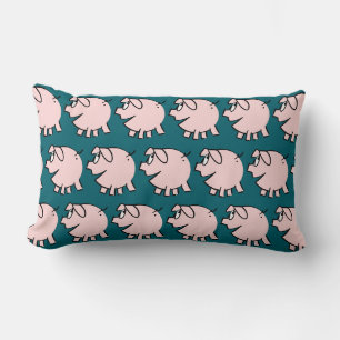 Funny 3 Cartoon Pig Choose Colour Lumbar Pillow