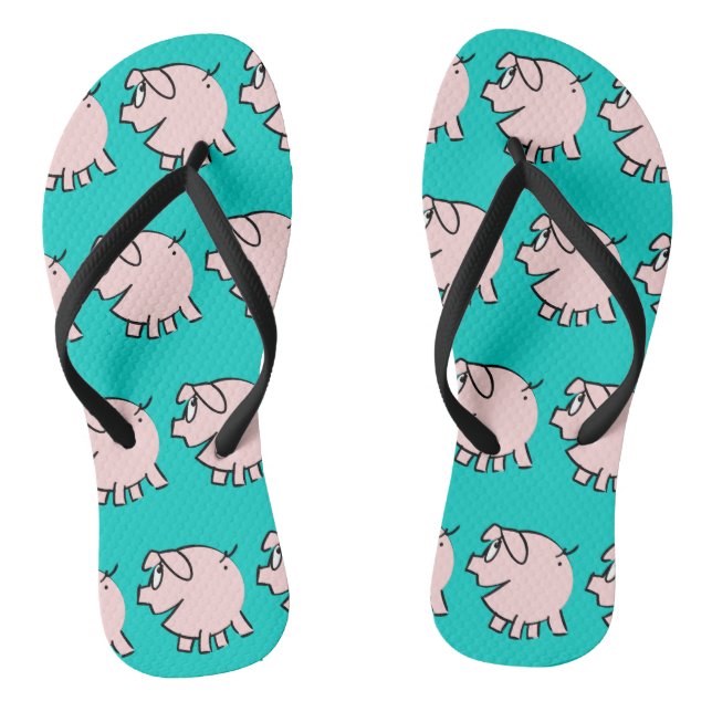 Funny 3 Cartoon Pig Choose Colour Women Flip Flop (Footbed)
