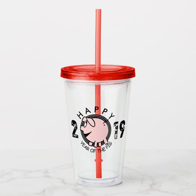 Funny 3 Cartoon Pig Year custom 2019 A Tumbler (Front)