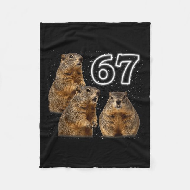 Funny 3 Groundhog Howling At The Moon Parody Groun Fleece Blanket (Front)