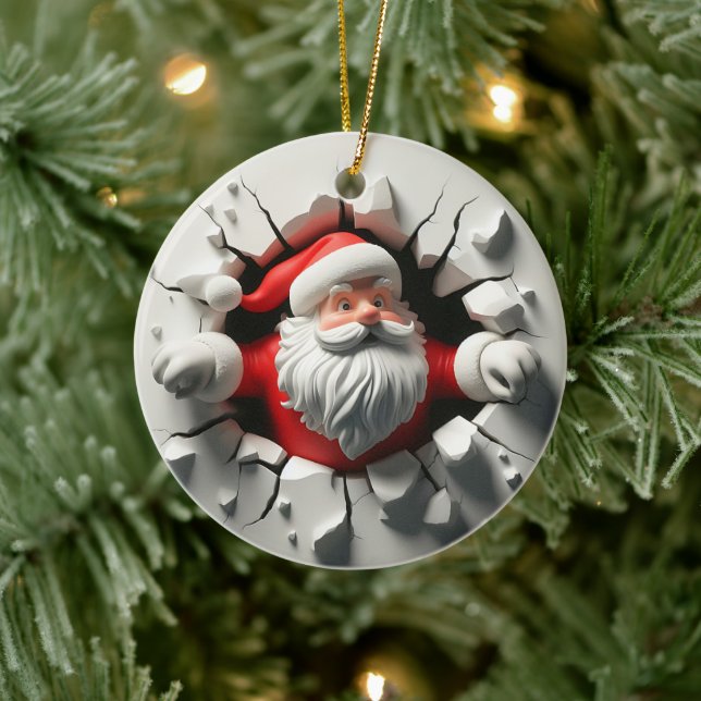 Funny 3d Santa Ceramic Ornament (Tree)