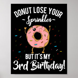 Funny 3rd Birthday Doughnut Theme Birthday Party M Poster
