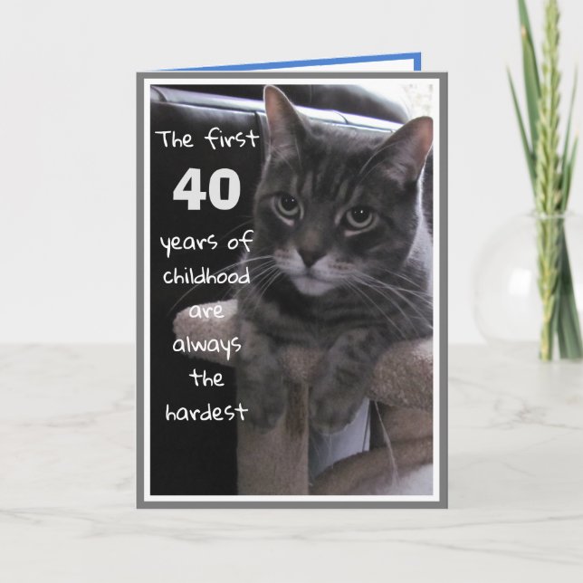 Funny 40th Birthday Cat Card (Front)
