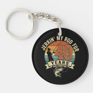 Funny 40th Birthday Fishing Gift Keychain