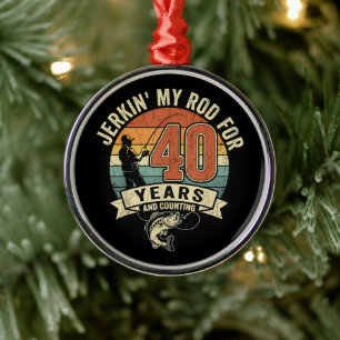 funny 40th birthday fishing gift metal ornament