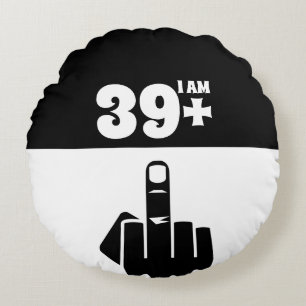 Funny 40th Birthday Gift, 39 Plus one Chequered Round Pillow