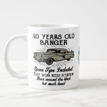 Funny 40th Birthday Retro Car Banger Add Name Date
