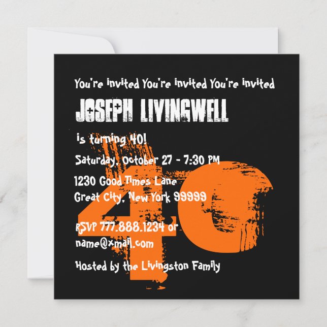 Funny 40th Skull Halloween Birthday A08C Invitation (Front)